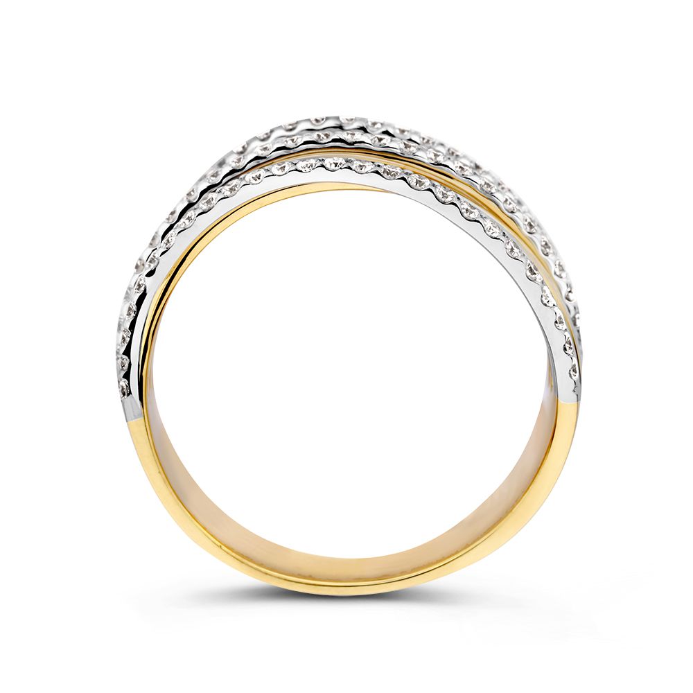 Bague en or jaune et blanc avec diamants - 14 carats - Design luxueux - 0,52 ct diamant