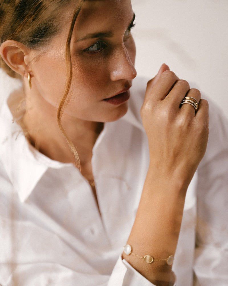 Bague en or jaune et blanc avec diamants - 14 carats - Design luxueux - 0,52 ct diamant