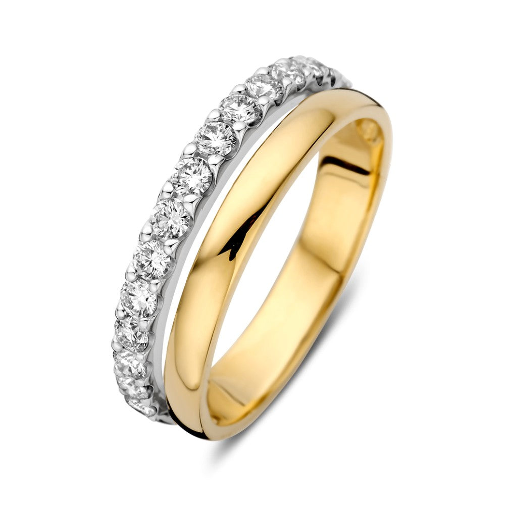 Bague bicolore en or avec brillants de 0,58 ct.