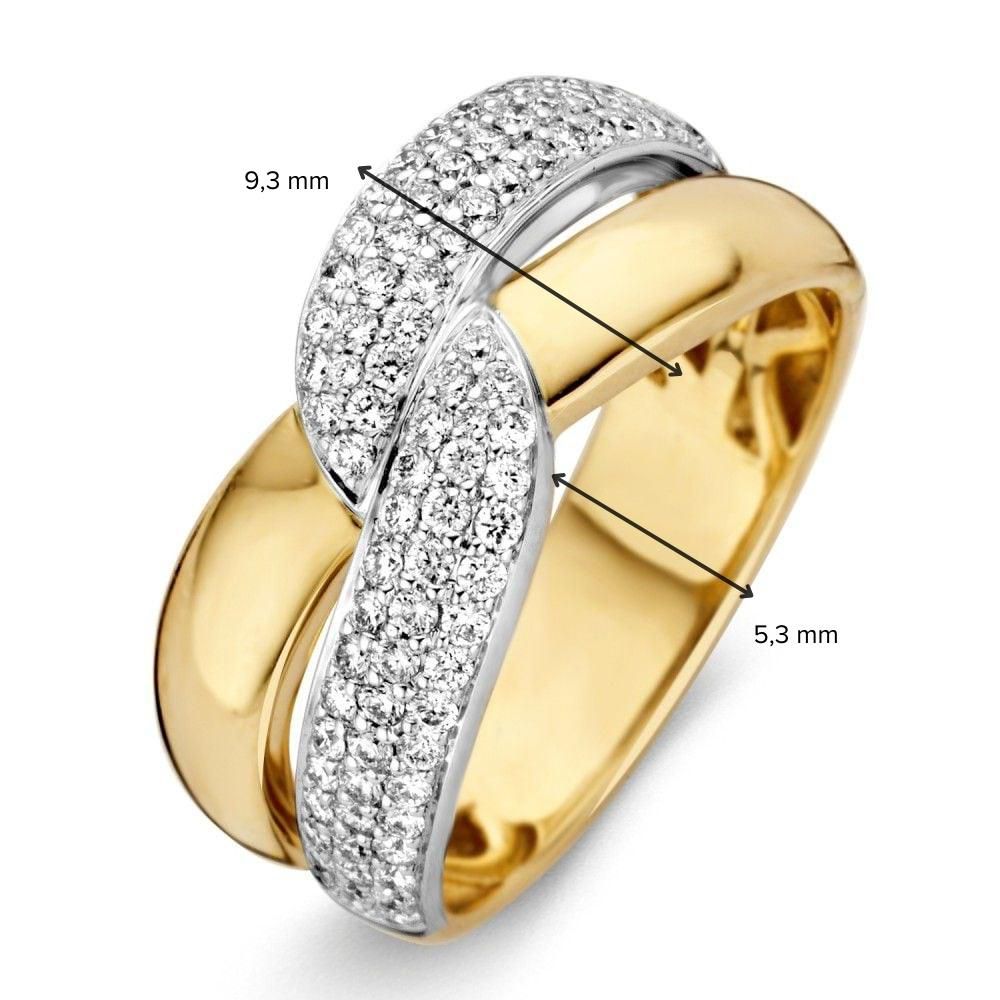 Bague bicolore en or jaune et or blanc avec diamant brillant 0.61ct