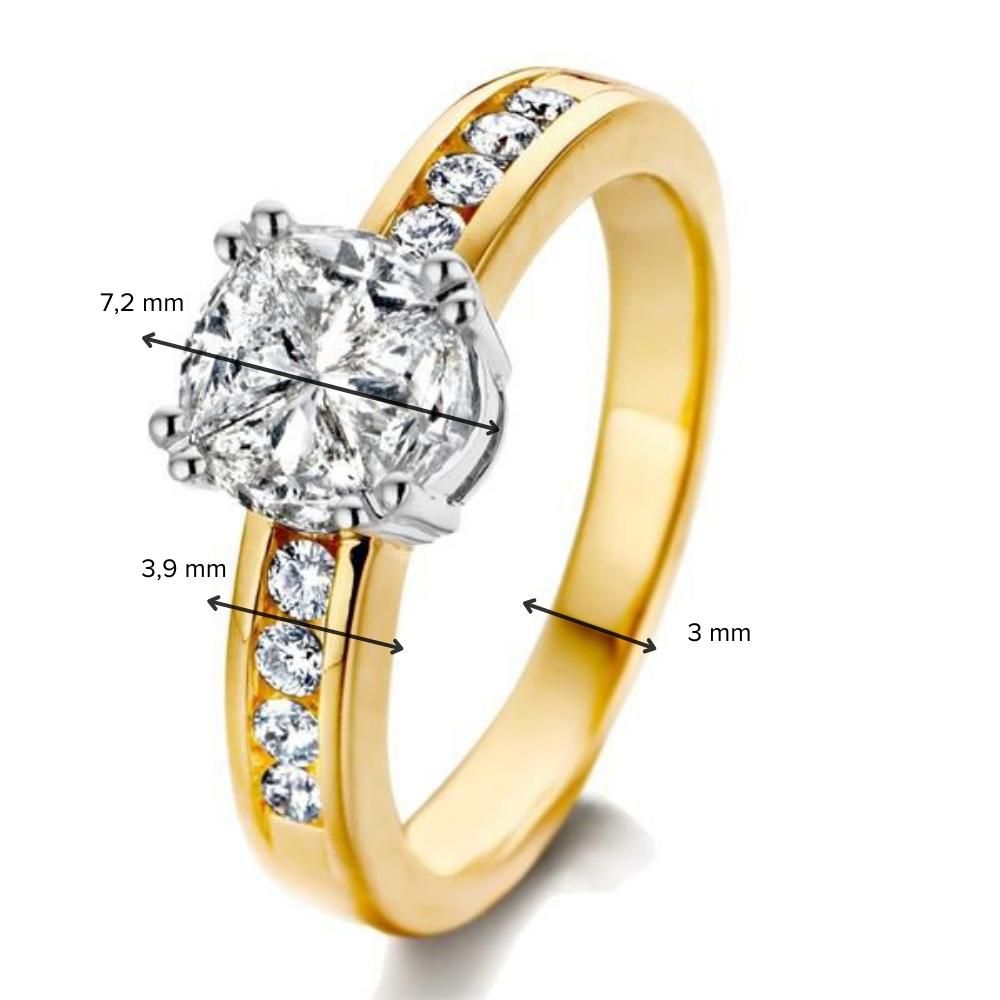 Bague pour femme en or bicolore avec diamant en sertissage illusion 1,25 ct H/SI-1 14 carats