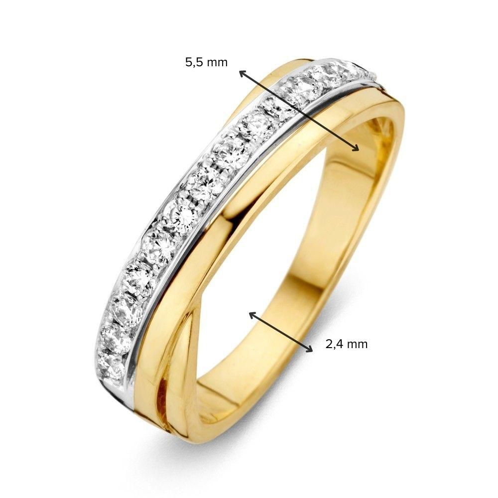 Bague pour femme en or bicolore 14 carats avec zircone blanche 5.5mm