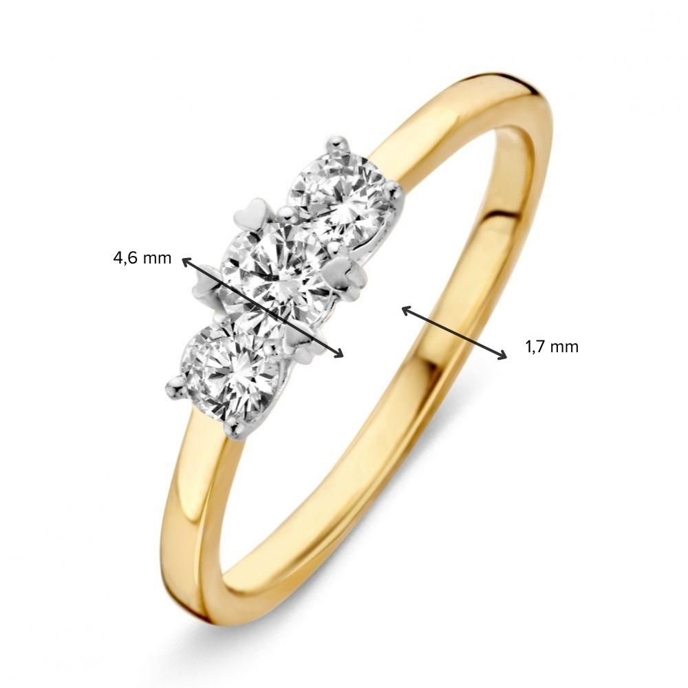 Bague pour femme en or bicolore 14 carats avec zircone blanche 4.6mm