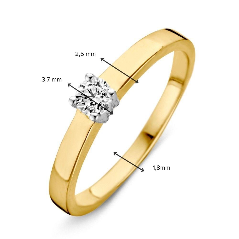 Bague solitaire bicolore 14 carats avec zircone blanche 3.8mm