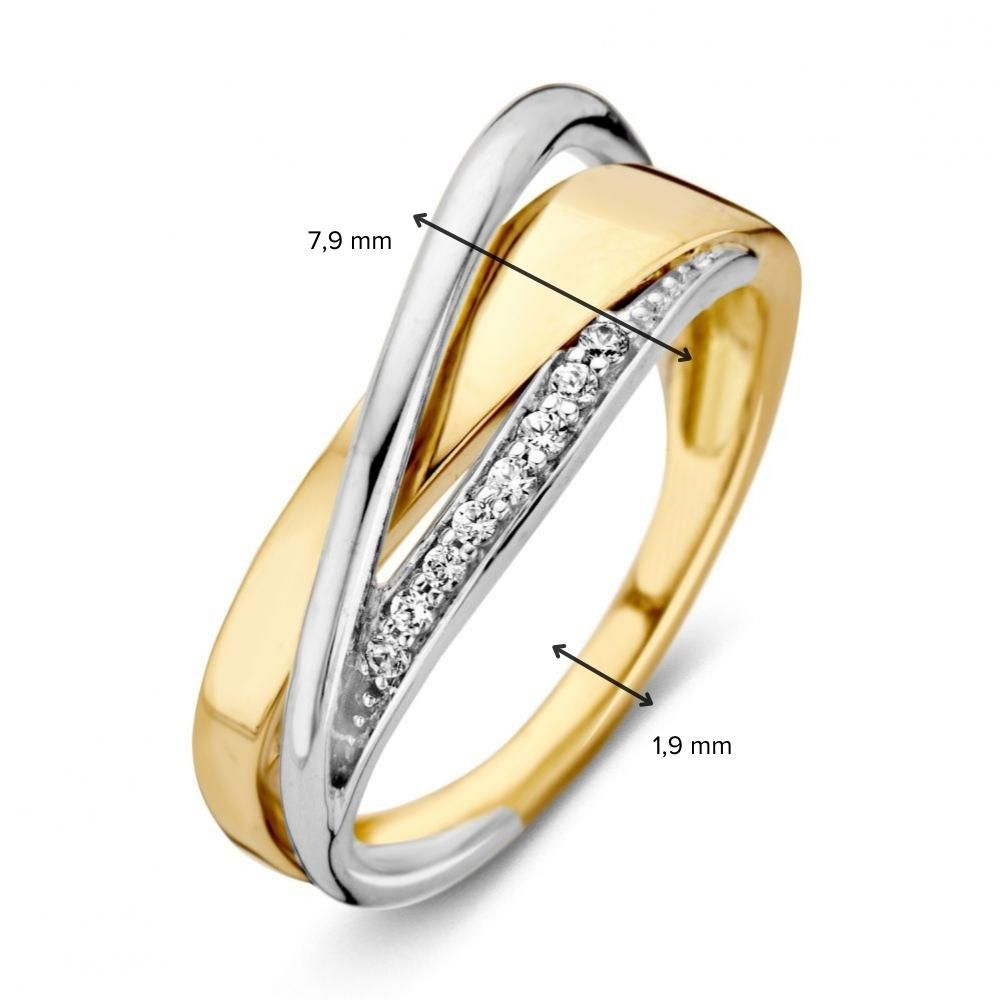 Bague pour femme en or bicolore 14 carats avec zircone blanche 7.9mm