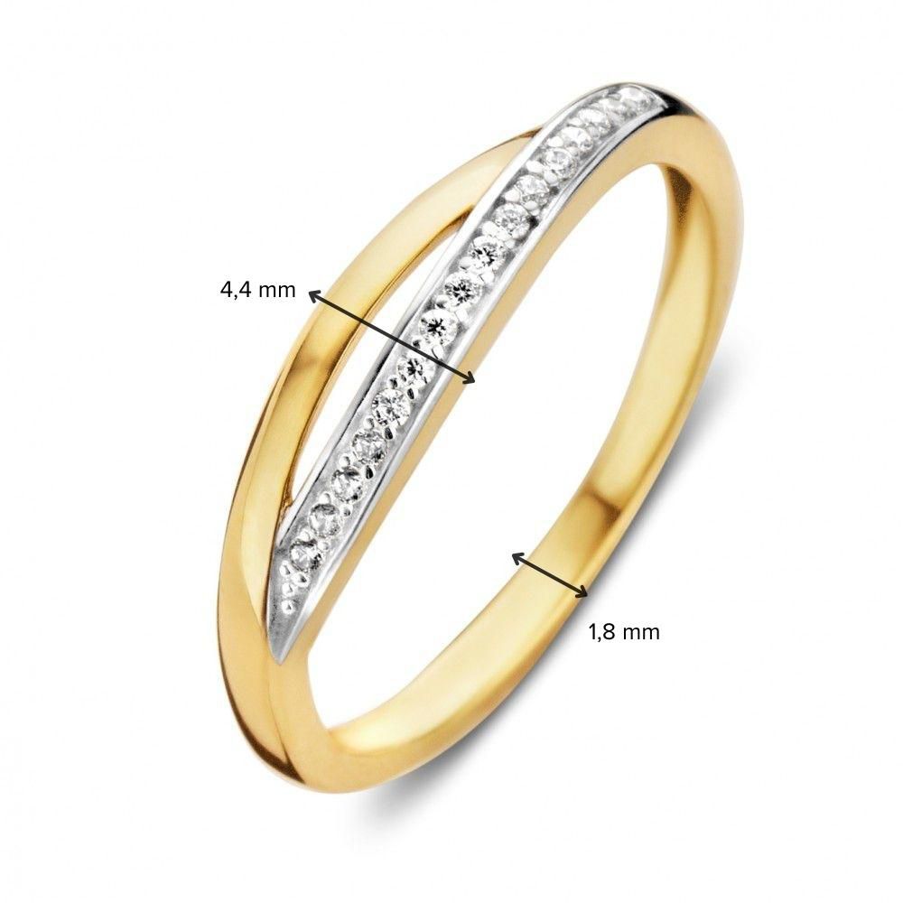 Bague en or bicolore avec zircone blanche 14 carats 4.4mm