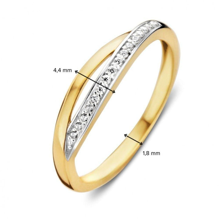 Bicolor gouden ring met witte zirkonia 14 karaat 4.4mm