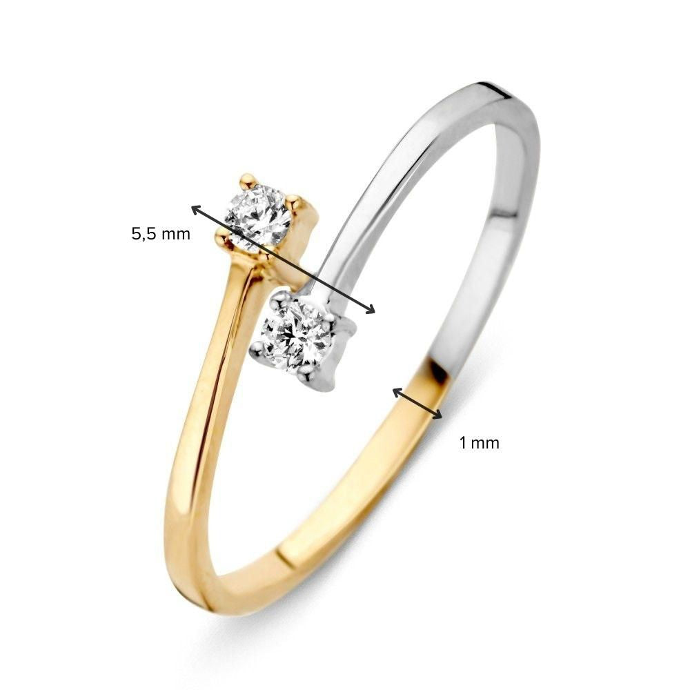 Bague en or bicolore avec zircone blanche 14 carats 5.5mm