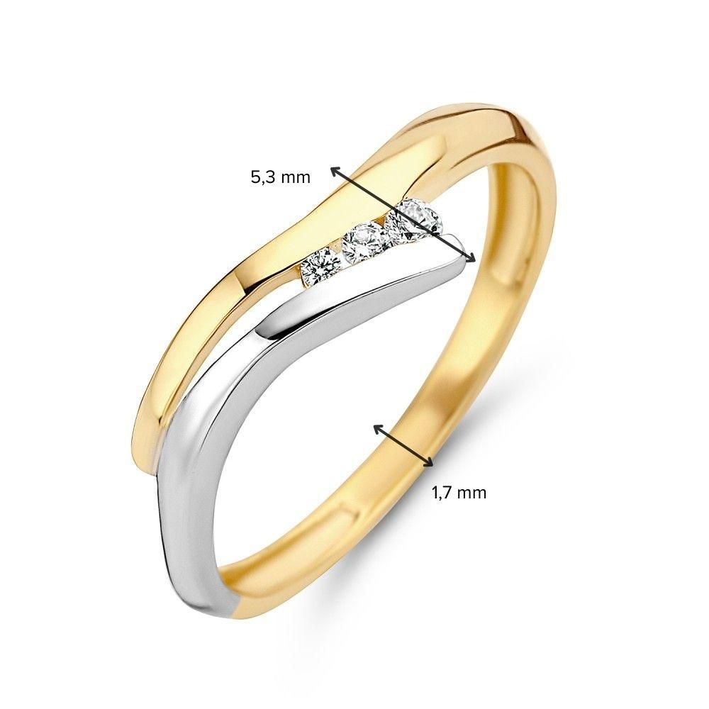 Bague en or bicolore avec zircone blanche 14 carats 5.3mm