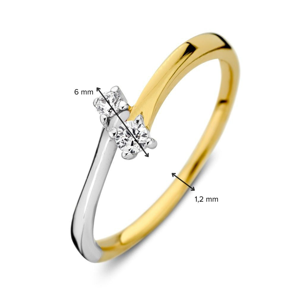 Bague en or blanc et or jaune bicolore avec zircones – Bijou élégant pour femme