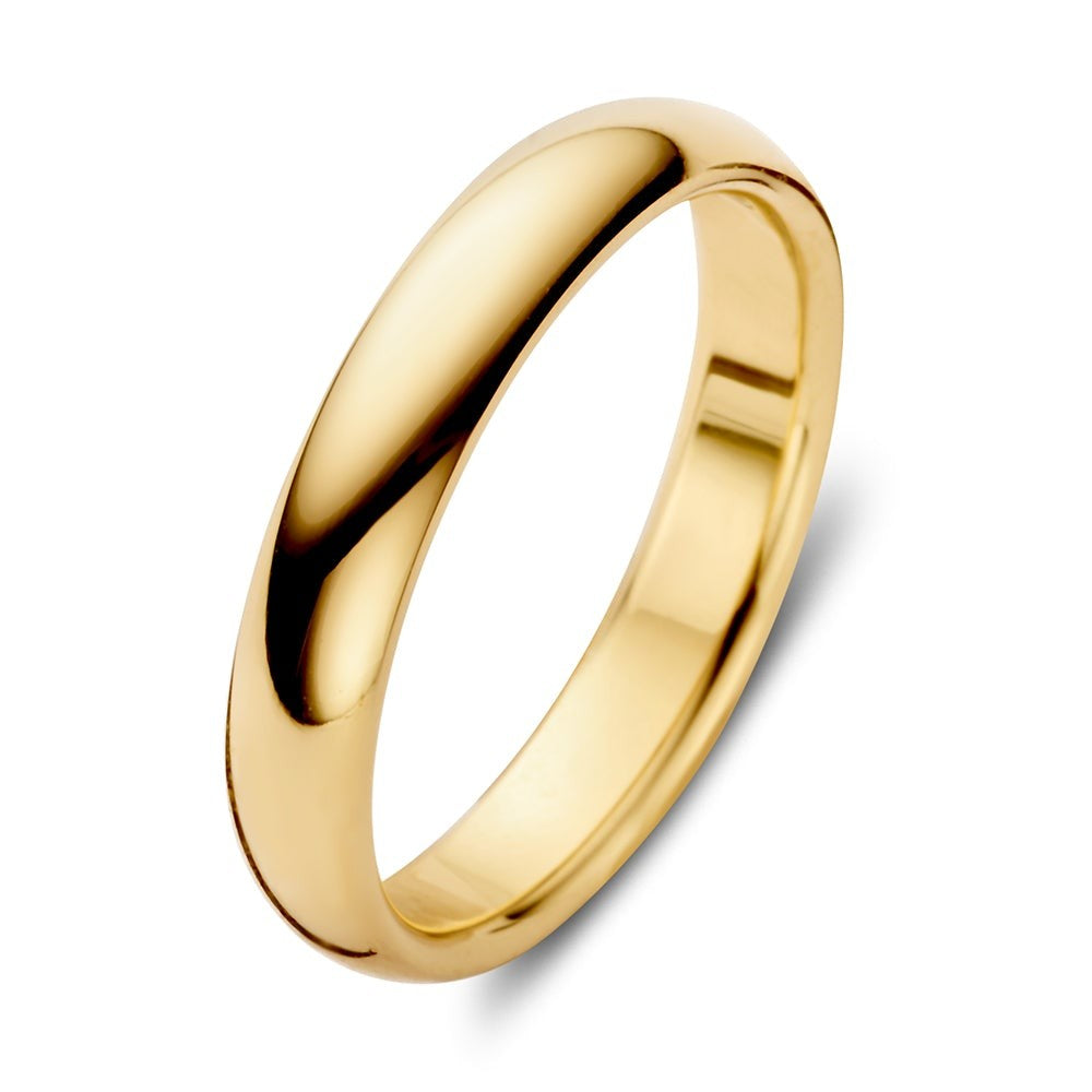 Bague en or jaune de 4 mm, au design lisse et brillant.