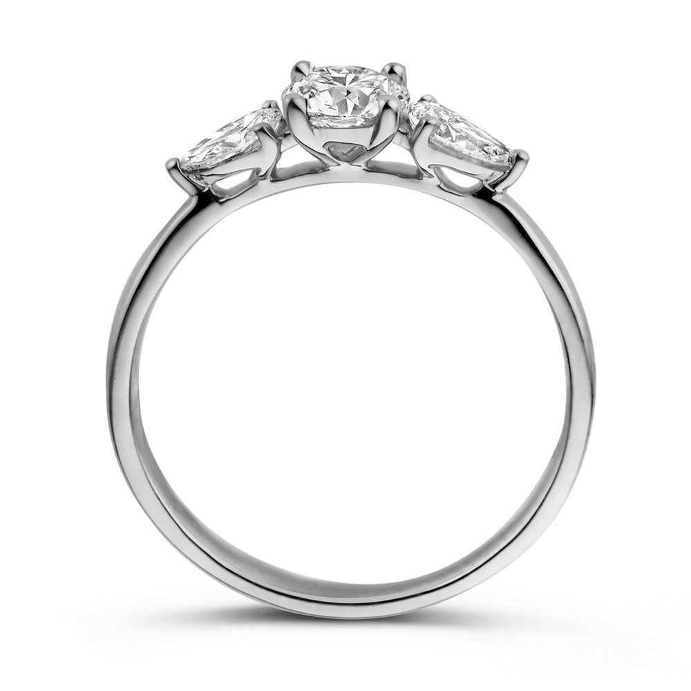 Bague Evie 0,90 crt. or blanc
