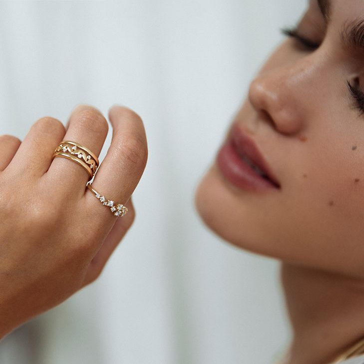 Bague en Or Jaune Ludique avec 0,37 ct de Diamants – 14 Carats, Qualité H/SI-1, Bague Pour Femme Raffinée