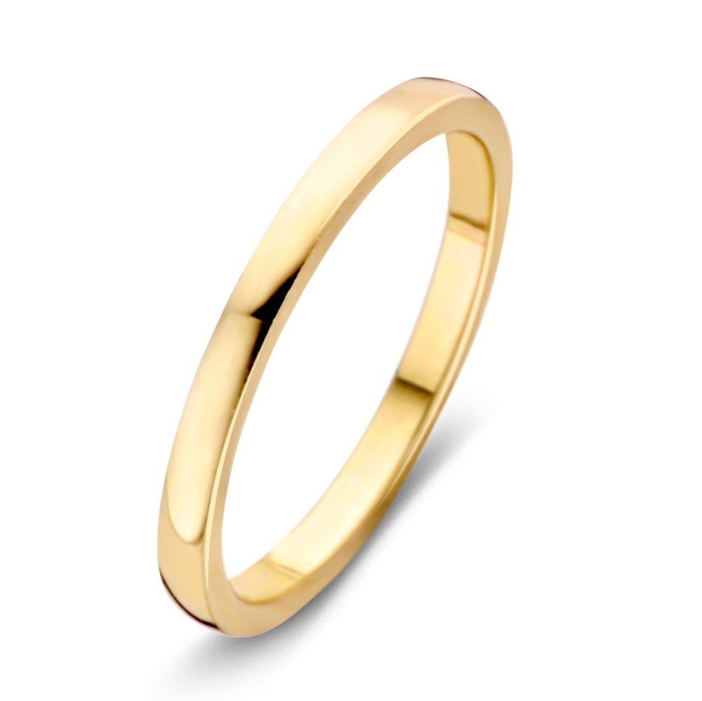 Bague en or jaune 14 carats, finition lisse et brillante, forme délicate et élégante.