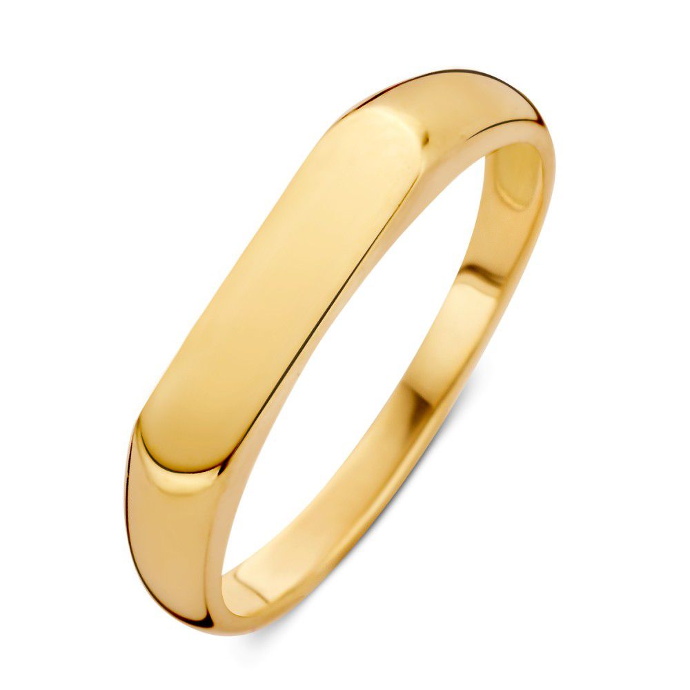 bague en or jaune lisse et brillante, de forme ovale et épurée