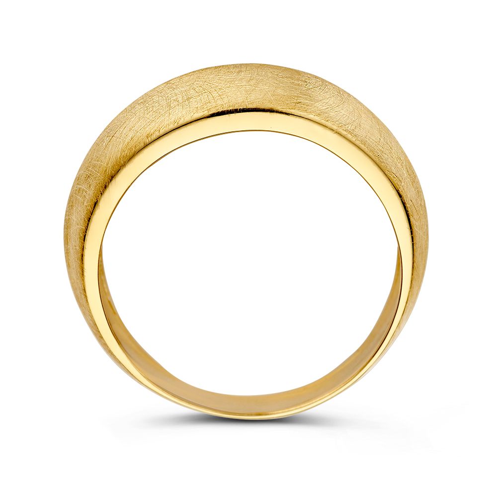 Bague Statement en Or 14 Carats – Or Jaune avec Design Mat et Poli, 10 mm de Large, Sans Pierre Précieuse