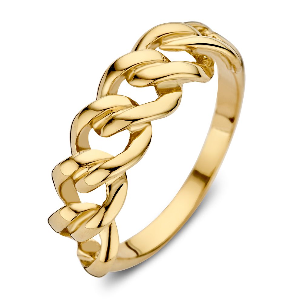 Bague en or jaune avec maillons ronds, style élégant en 14 carats.