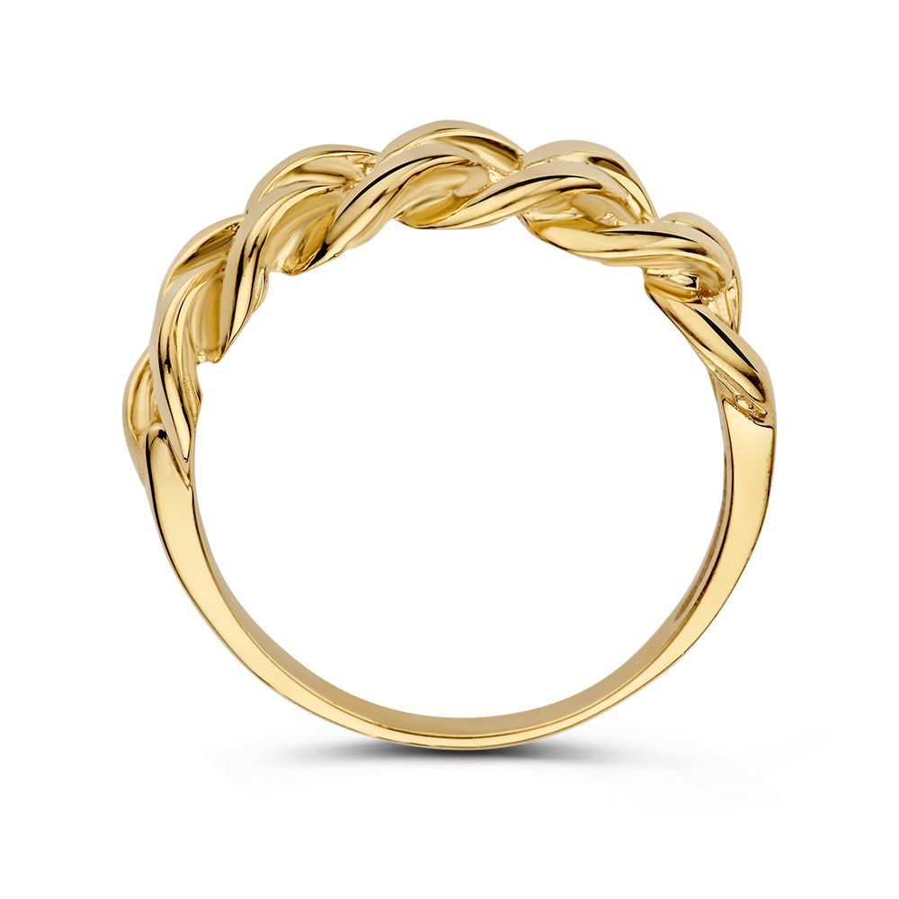 Bague en or jaune avec mailles bombées – 14 carats, style de maillon élégant