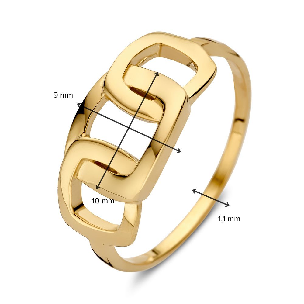 Bague en or jaune avec mailles carrées intermédiaires – 14 carats, design moderne
