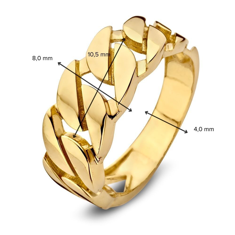 Bague en Or Jaune avec Maille Gourmet | Or 14 Carats | Van der Kooij