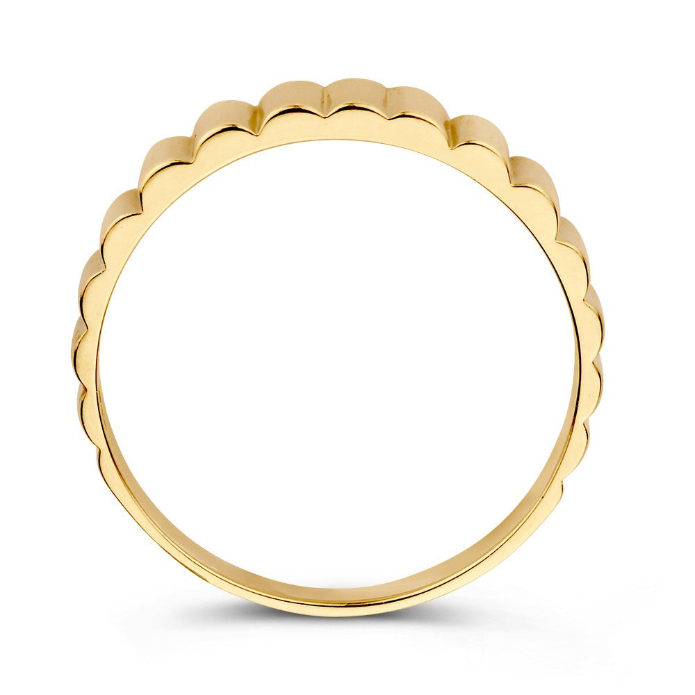 Bague en or jaune avec motif strié – or 14kt, 5.2 mm de large, 1.9 gramme