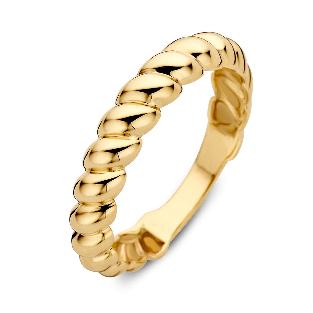 Bague en or jaune torsadée de 14 carats, 4,3 mm de large.