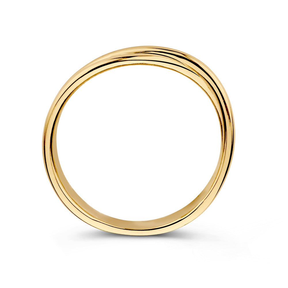 Bague en or jaune pour femme avec trois bandes superposées – 14 carats, 5.6 mm de large, 3.5 grammes