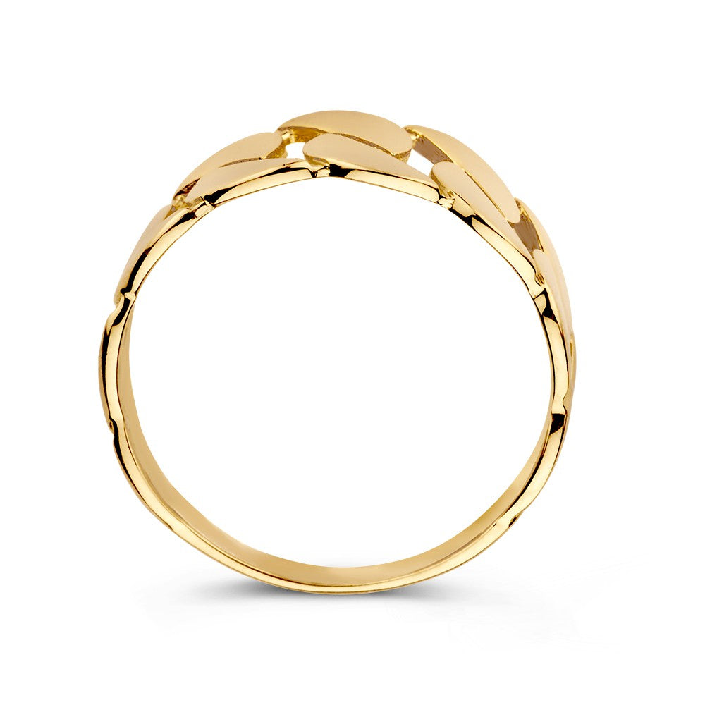 Bague à maille plate large en or jaune 14kt – 9.4 mm de large, 2.2 grammes