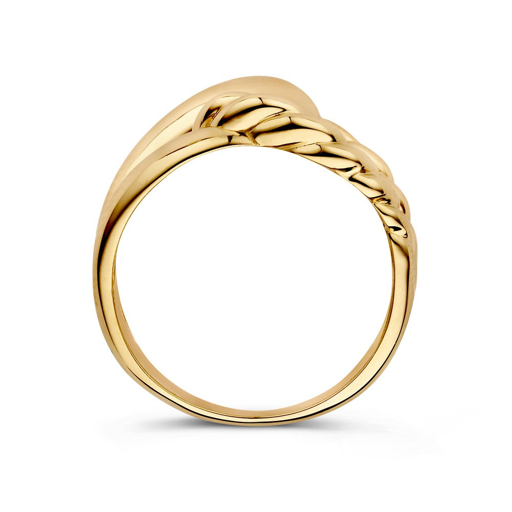 Bague en or jaune avec nœud torsadé – 14kt or, 12 mm de large, 3.4 grammes