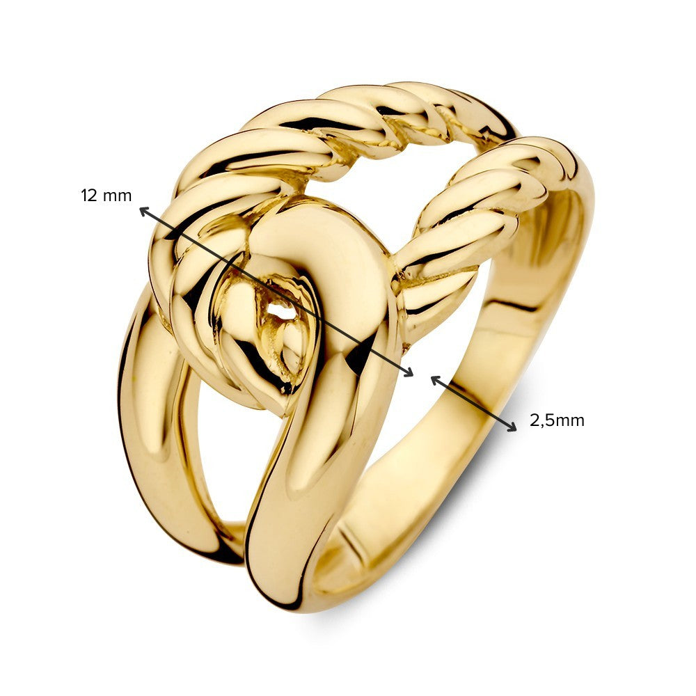 Bague en or jaune avec nœud torsadé – 14kt or, 12 mm de large, 3.4 grammes