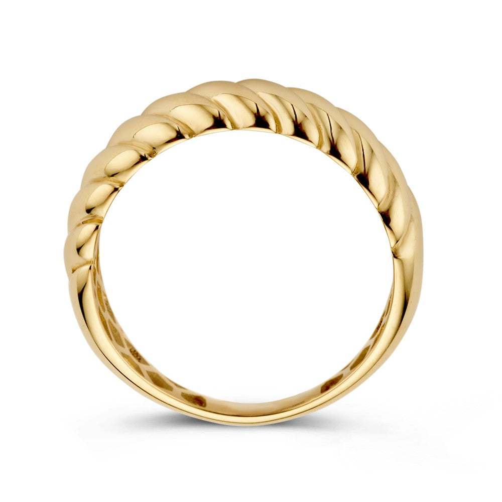 Bague Large en Or Jaune avec Bande Tordue – Or 14kt, 6 mm de Largeur, 2.1 Grammes