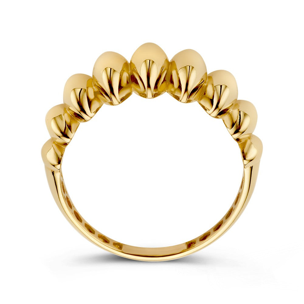 Bague Large en Or Jaune au Design Ludique – Or 14kt, 8 mm de Largeur, 2.1 Grammes