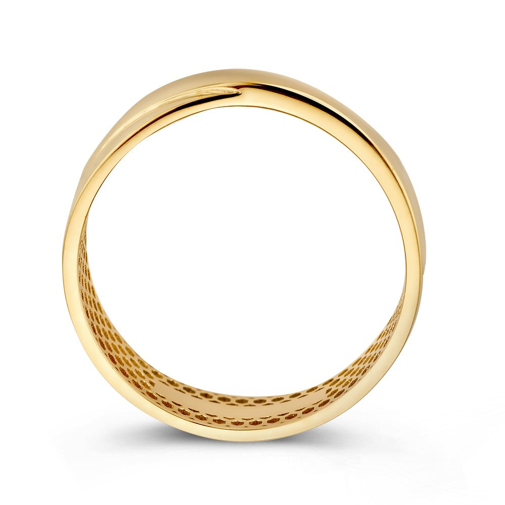 Bague en or jaune avec bande croisée – or 14kt, 5 mm de large, 1,7 gramme