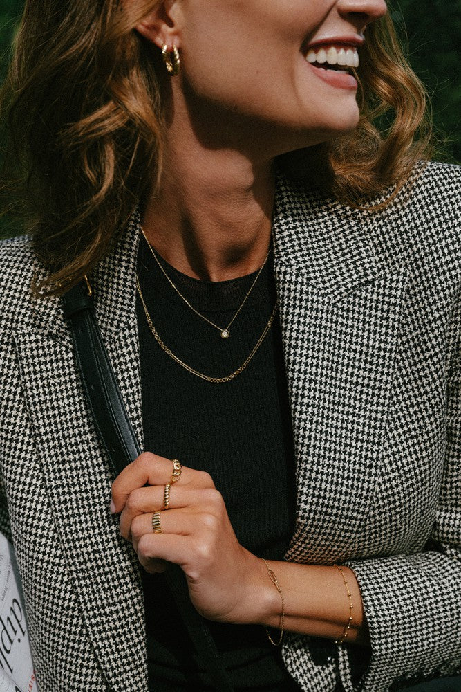 Bague en or jaune avec mailles bombées – 14 carats, style de maillon élégant
