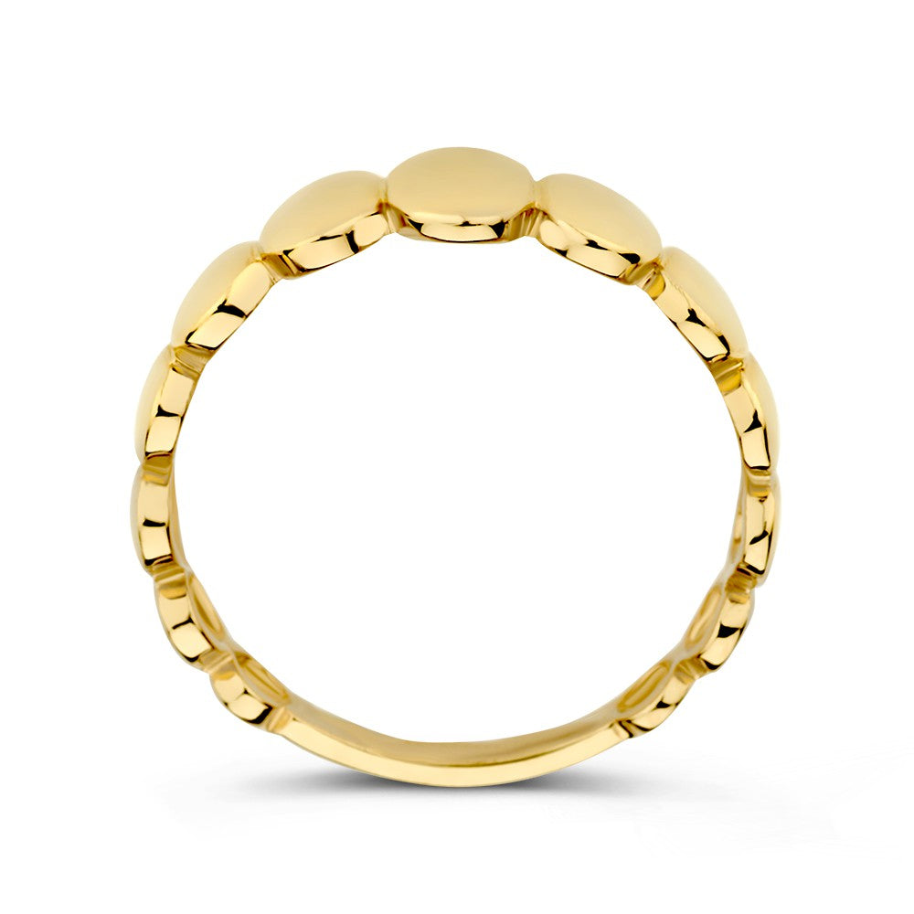 Bague en or jaune au design particulier de billes ovales – luxe 14 carats pour femme