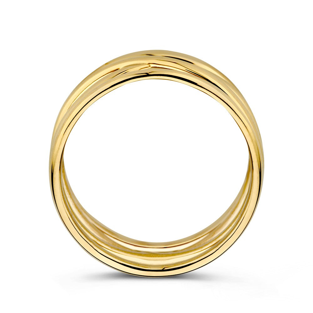 Bague en or jaune avec différentes bandes en or – luxe 14 carats pour femme