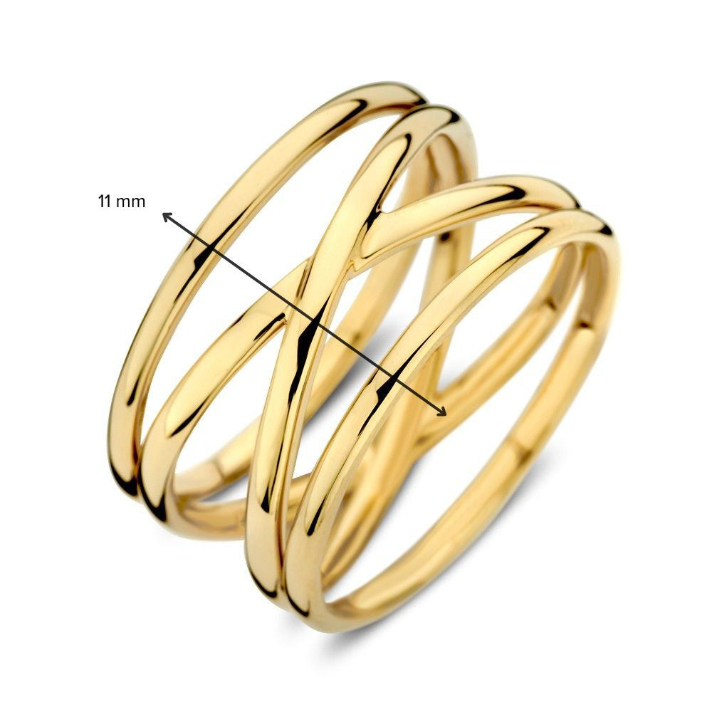 Bague en or jaune avec différentes bandes en or – luxe 14 carats pour femme