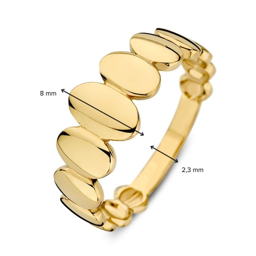 Bague en or jaune au design particulier de billes ovales – luxe 14 carats pour femme