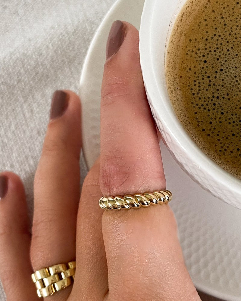 Bague en or jaune avec maillon Rolex - Or 14 carats | Van der Kooij