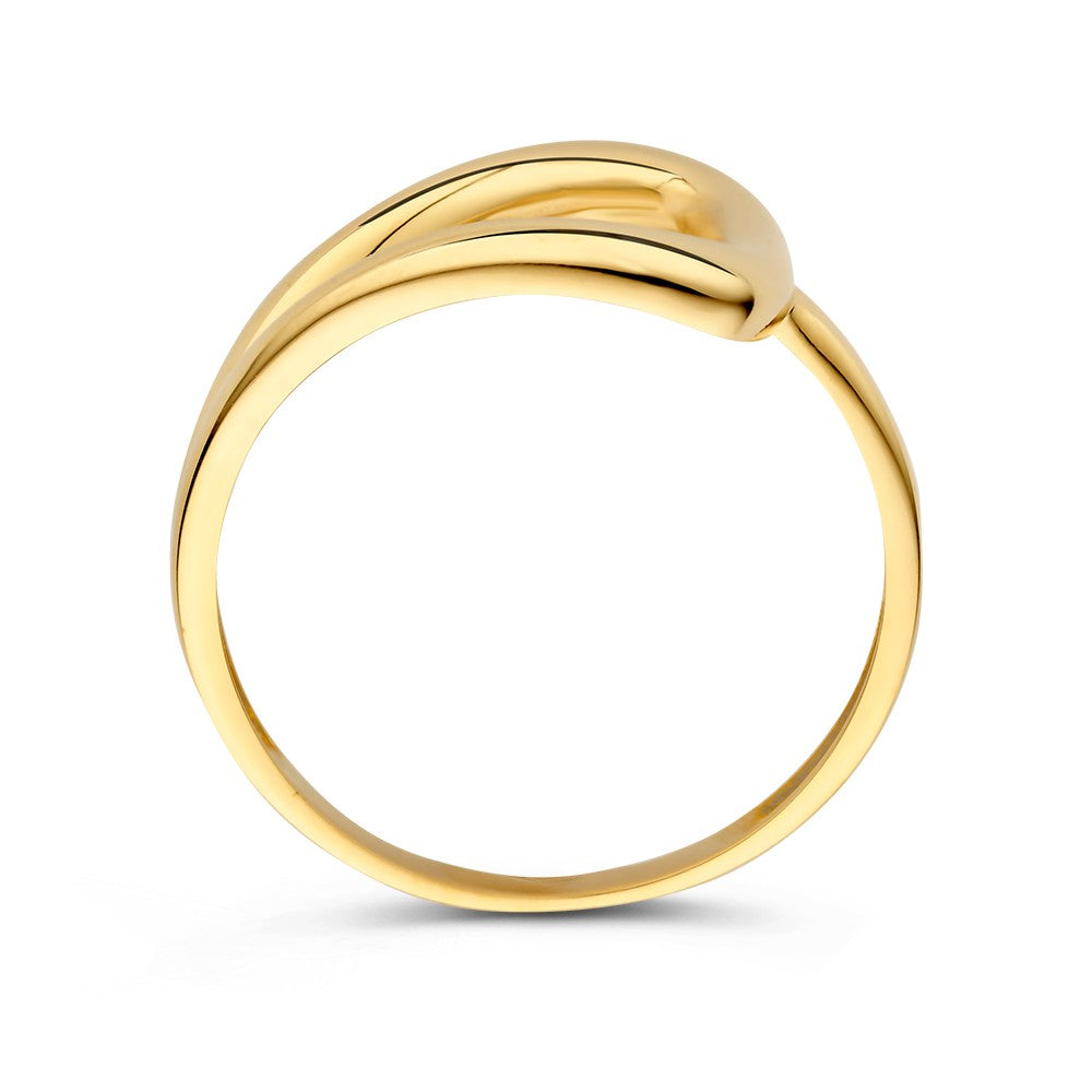 Bague en or jaune au design asymétrique – or 14 kt, 12 mm de large, 1,7 gramme