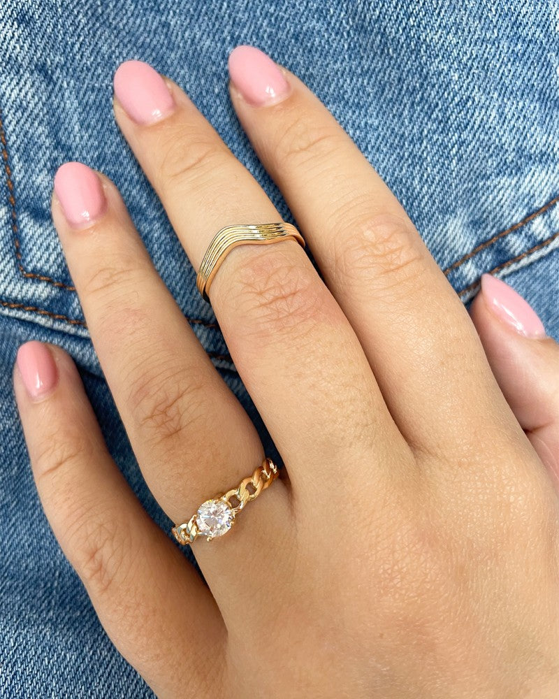 Bague en Or avec Bande Ondulée – Or Jaune 14kt, 5.5 mm de Largeur, 2.4 Grammes