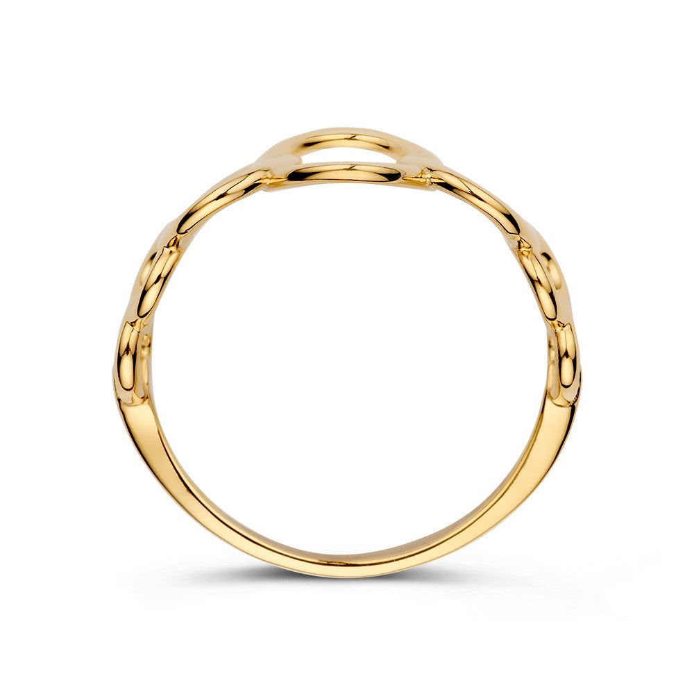 Bague en Or Jaune Ludique avec Design Ouvert – Or Jaune 14kt, 14 mm de Largeur, 2.6 Grammes