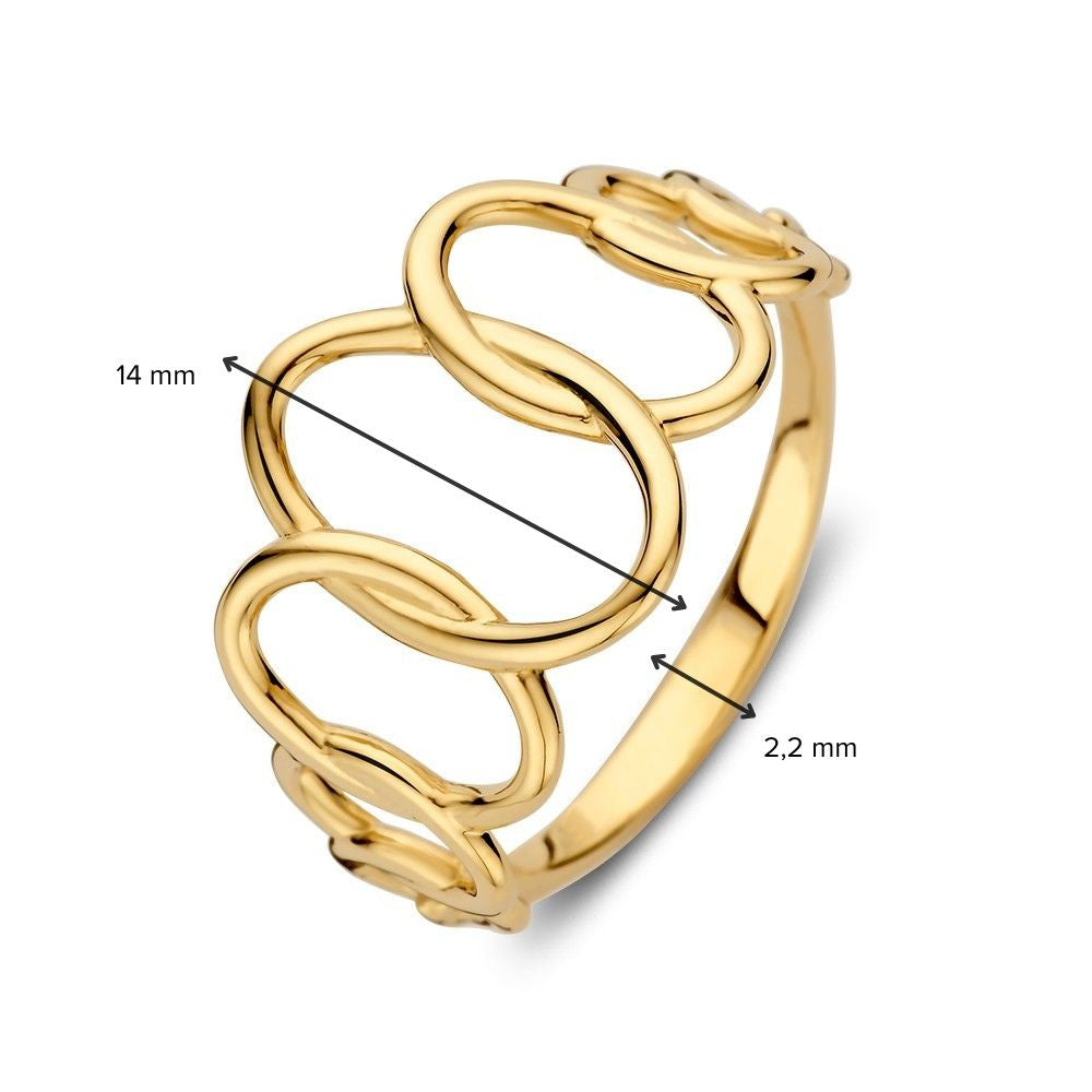 Bague en Or Jaune Ludique avec Design Ouvert – Or Jaune 14kt, 14 mm de Largeur, 2.6 Grammes
