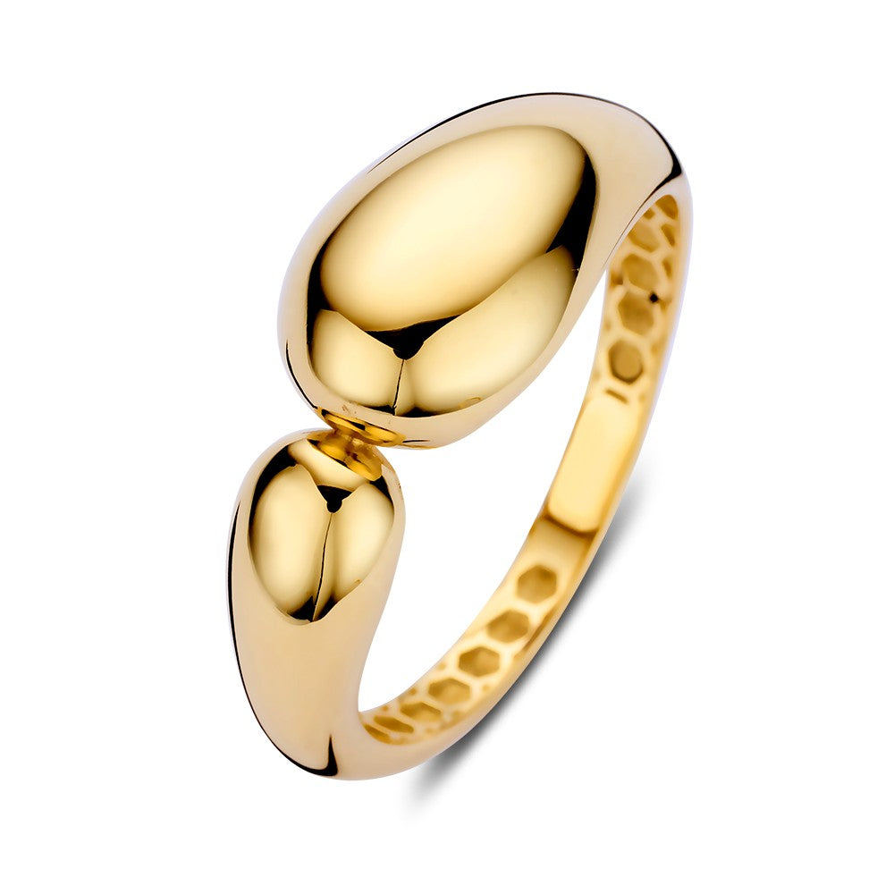 Bague en or jaune au design lisse et arrondi, avec une finition brillante.