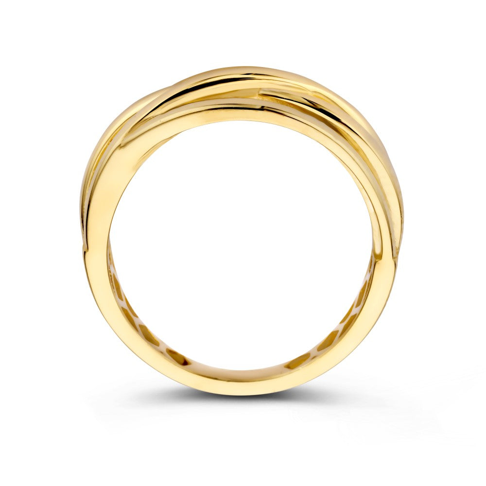Bague Crossover Ludique avec Quatre Bandes en Or – Un Style Subtil et Élégant
