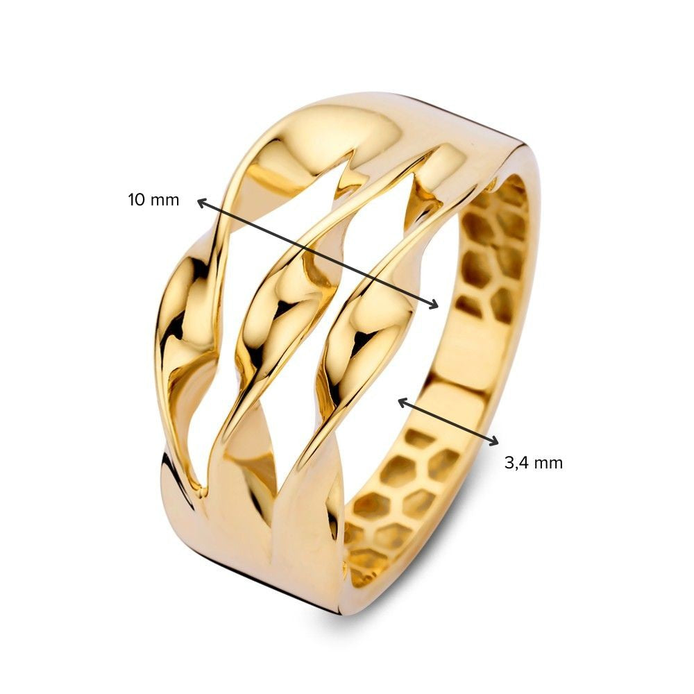 Bague Large en Or Jaune avec Trois Bandes en Or – Une Déclaration d'Élégance