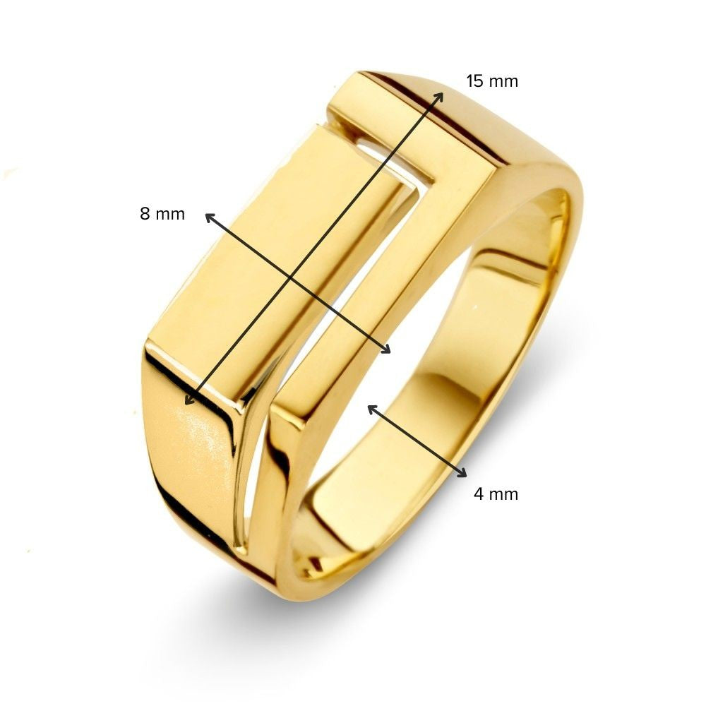 Bague pour homme en or jaune moderne avec un design ludique et des lignes épurées
