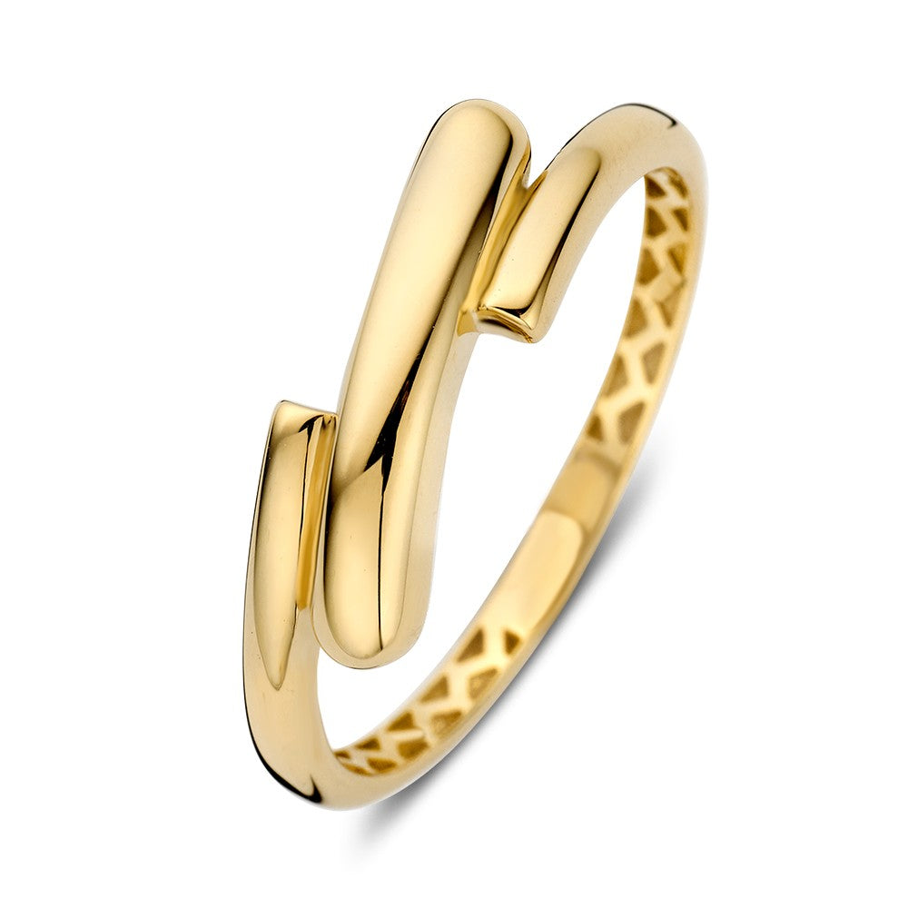 Bague en or jaune avec un design moderne et lisse.