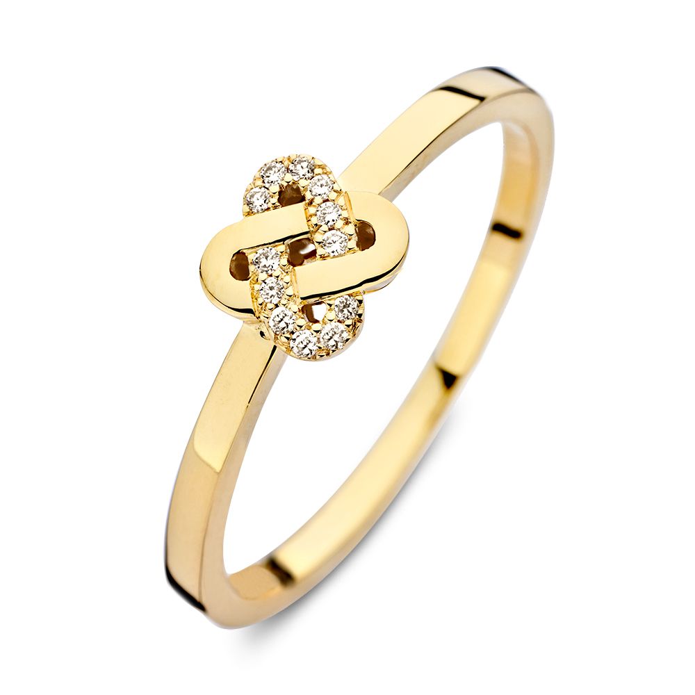 Bague en or jaune avec design en nœud et diamants de 0,04 crt.