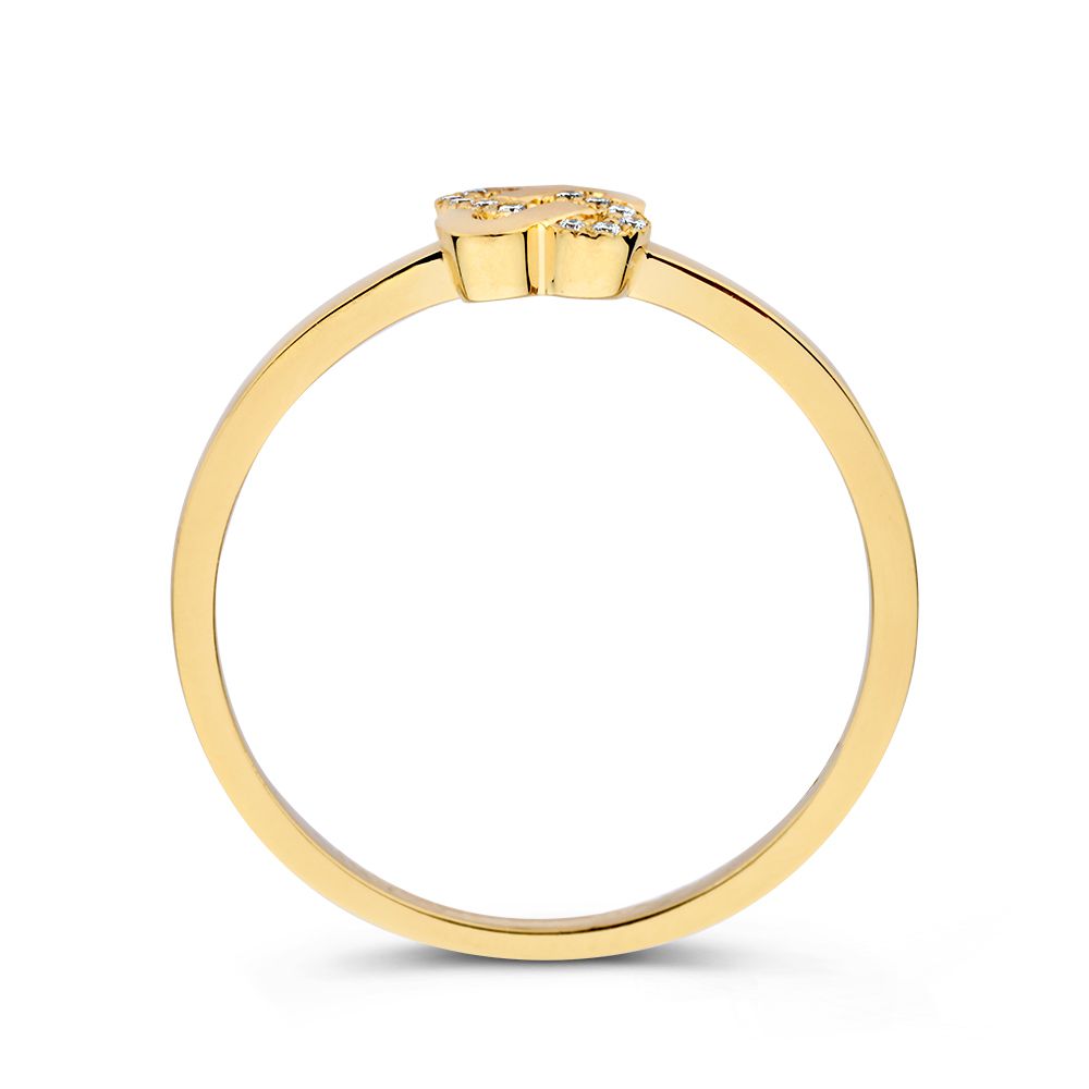 Bague en Or Jaune Élégante avec Design en Nœud et Diamant : Un Bijou Intemporel 0.04 crt.